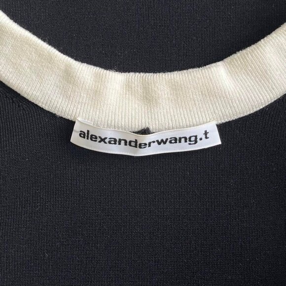 Alexander Wang Logo Jacquard Trim Tank Mini Dress Colorblock Black White XS - Picture 6 of 7